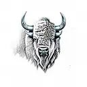 bison outline tattoo design idea