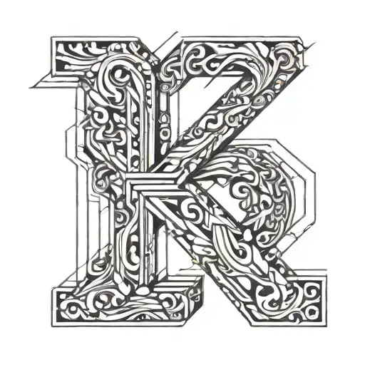 Letters C & B 3d Representation tattoo design idea