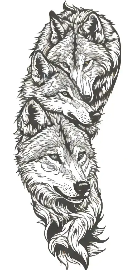 wolf mother and cub kissing each other tattoo design idea