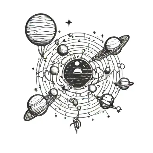 Galaxy Themed Solar System tattoo design idea