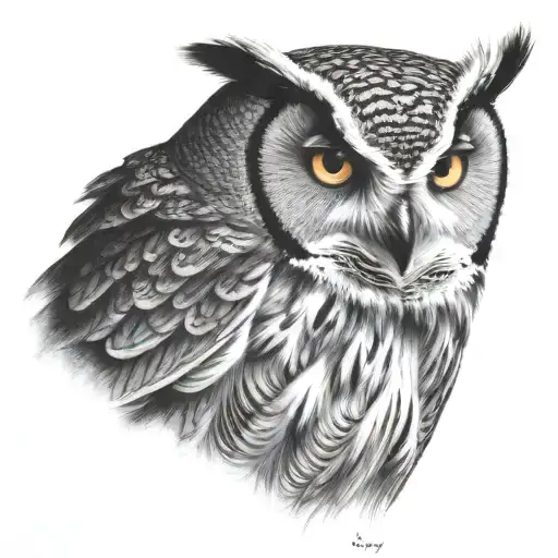 owl with a turned head tattoo design idea