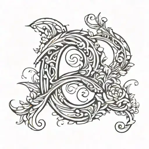 Letters C & B 3d Representation tattoo design idea