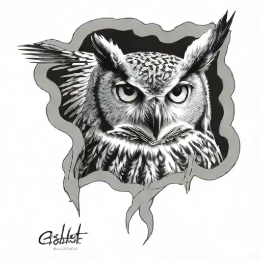 Great horned owl skeleton tattoo design idea