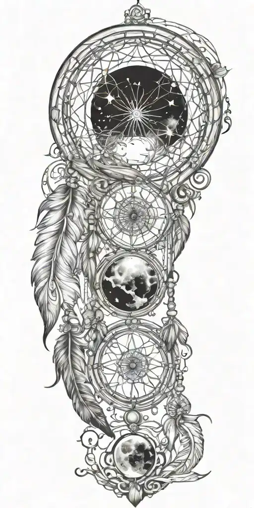  hourglass moon dream catcher. tattoo design idea