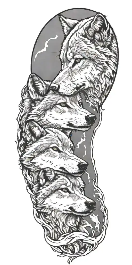 wolf mother and cub kissing each other tattoo design idea