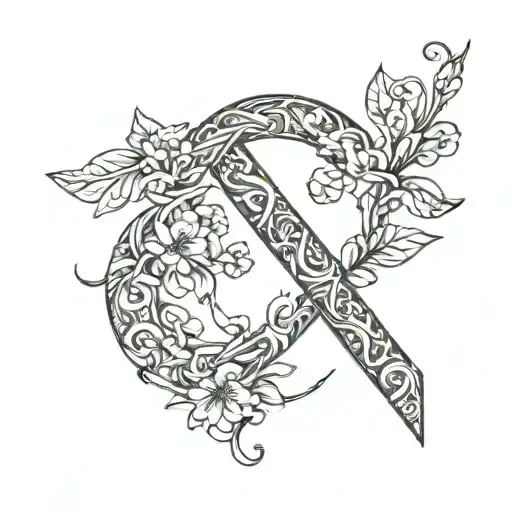 Letters C & B 3d Representation tattoo design idea