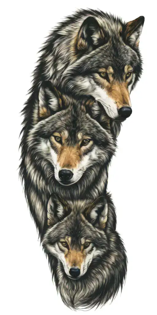 wolf mother and cub kissing each other tattoo design idea