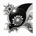 Fibonacci Sequence Inspired Tattoo Featuring Wind Against Waves And Sun Rays Shining Bursting tattoo design idea