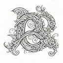 Letters C & B 3d Representation tattoo design idea