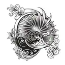 Fibonacci Sequence Inspired Tattoo Featuring Wind Against Waves And Sun Rays Shining Bursting tattoo design idea