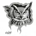 Great horned owl skeleton tattoo design idea