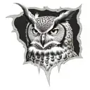 Great horned owl skeleton tattoo design idea
