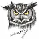 Great horned owl skeleton tattoo design idea