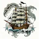 a pirate ship in a storm tattoo design idea