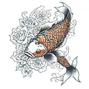 A Koi Fish Surrounded By A Flower Engulfed In Human Ribs tattoo design idea