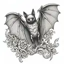 a bat hanging wings spread wide tattoo design idea