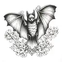 a bat hanging wings spread wide tattoo design idea