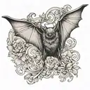 a bat hanging wings spread wide tattoo design idea