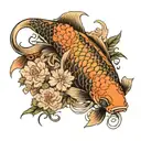 A Koi Fish Surrounded By A Flower Engulfed In Human Ribs tattoo design idea