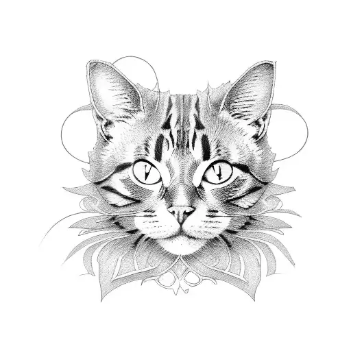 cat crocheting tattoo design idea