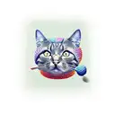 cat crocheting tattoo design idea