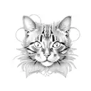 cat crocheting tattoo design idea