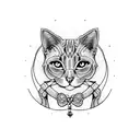 cat crocheting tattoo design idea