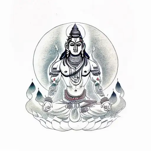 mahadev in mountains meditating  tattoo design idea