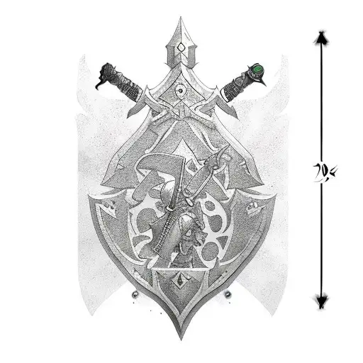 Final Fantasy 14 Paladin sword and shield Stylised tattoo design idea