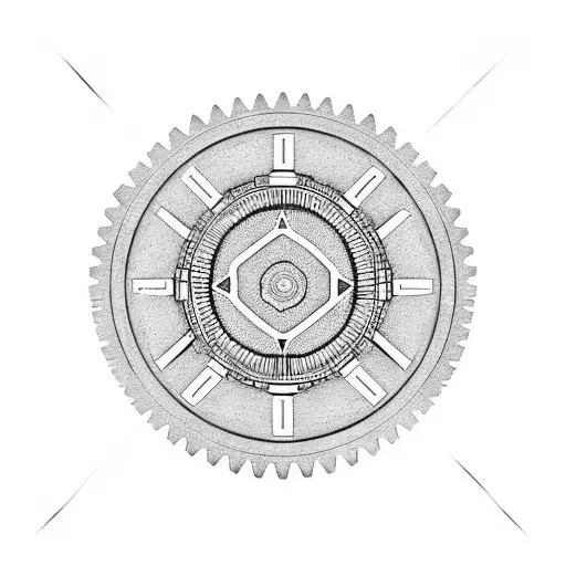 spur gear with date (2020.09.07) connet to another spur gear with date (2022.11.03) connet to a husband ring tattoo design idea
