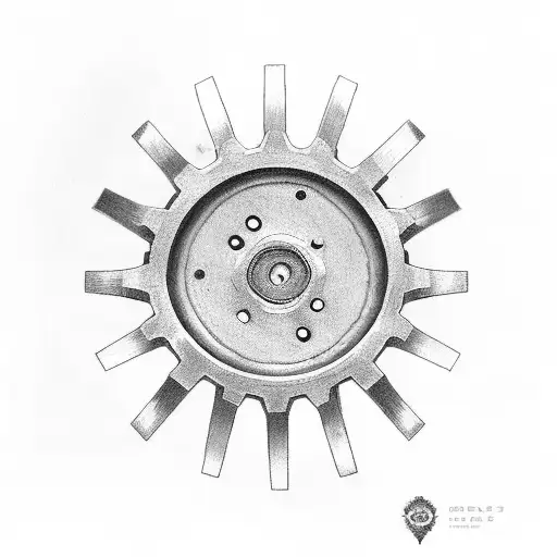 spur gear with date (2020.09.07) connet to another spur gear with date (2022.11.03) connet to a husband ring tattoo design idea