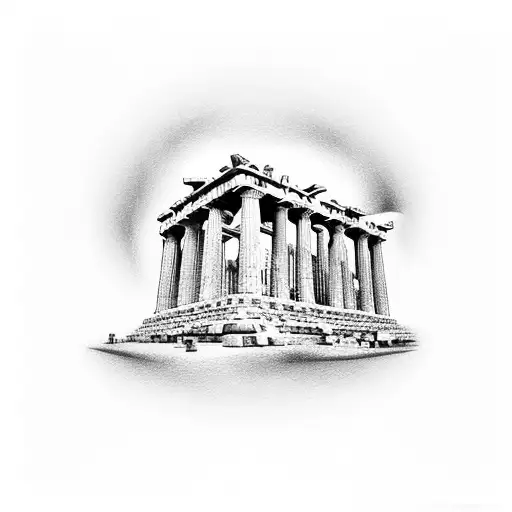 A tattoo of the Greek Parthenon with a modern twist tattoo design idea