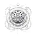 serpent itself was coiled around a mystical sigil, a symbol The sigil was etched with arcane symbols and glyphs, tattoo design idea