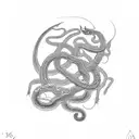 serpent itself was coiled around a mystical sigil, a symbol The sigil was etched with arcane symbols and glyphs, tattoo design idea