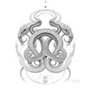 serpent itself was coiled around a mystical sigil, a symbol The sigil was etched with arcane symbols and glyphs, tattoo design idea