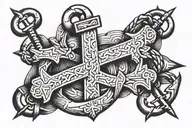cross and an anchor intertwined tattoo design idea