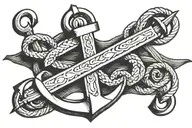 cross and an anchor intertwined tattoo design idea