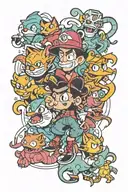 90s cartoon characters tattoo design idea