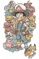 90s cartoon characters tattoo design idea