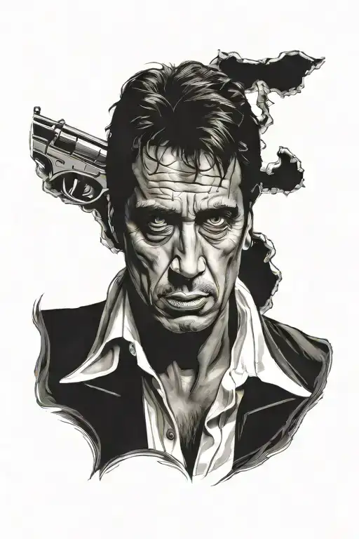 tony montana arm half sleeve tattoo design idea