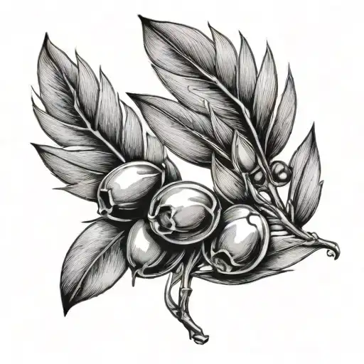 half olive branch wreath with olives in it tattoo design idea
