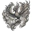 Phoenix rising from flames tattoo design idea