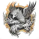 Phoenix rising from flames tattoo design idea