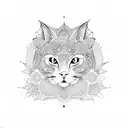 mandala cat tattoo design idea