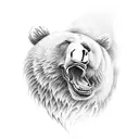 Bear with Eagle and angel tattoo design idea