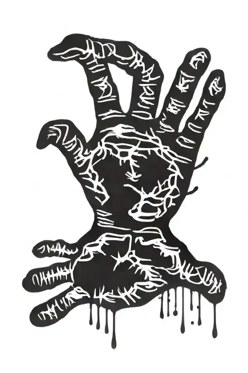 baby hand print negative space tattoo design idea