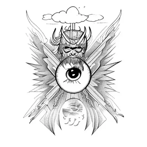 A combination of the fall of Icarus and the eye of Lucifer tattoo design idea