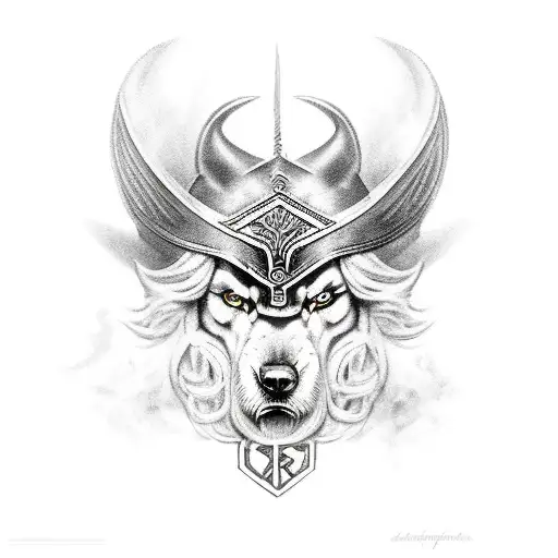 Blackwork Tyr Norse God Of Justice Standing In Tattoo Idea