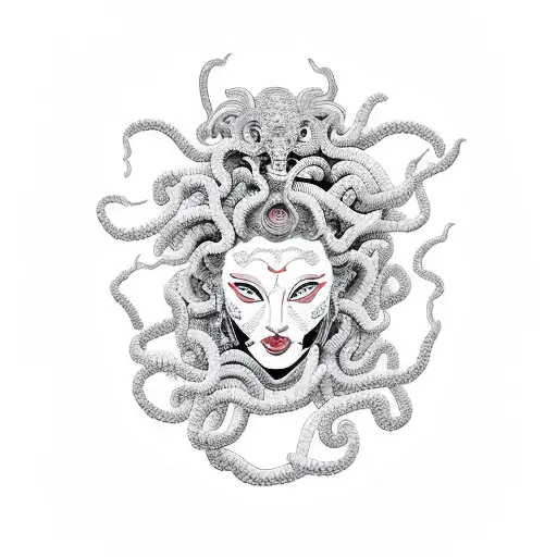 Medusa wearing hannya  tattoo design idea