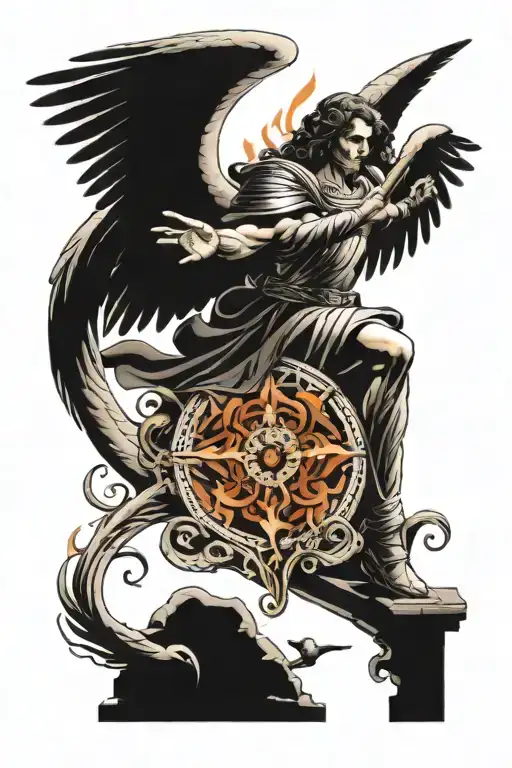 Arch Angel Gabriel protecting tattoo design idea